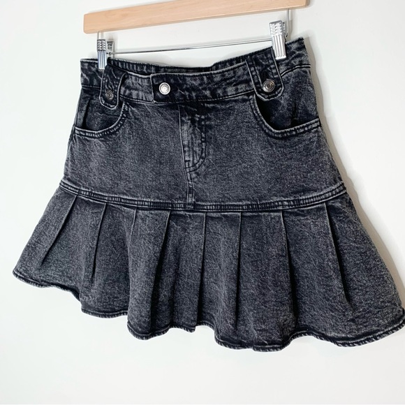 Wild Fable Pleated Black Wash High Rise Denim Skirt 6 - Picture 3 of 8